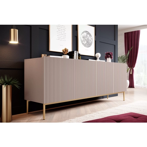 Komoda Nicole 200 cm na metalowych nogach - antyczny róż / złote nóżki - Limitowana oferta